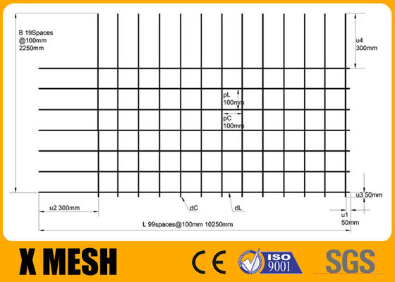 Rl718 Mesh Longitudinal Wires de renfort concret 7 100mm de espacement 68kgs rectangulaires